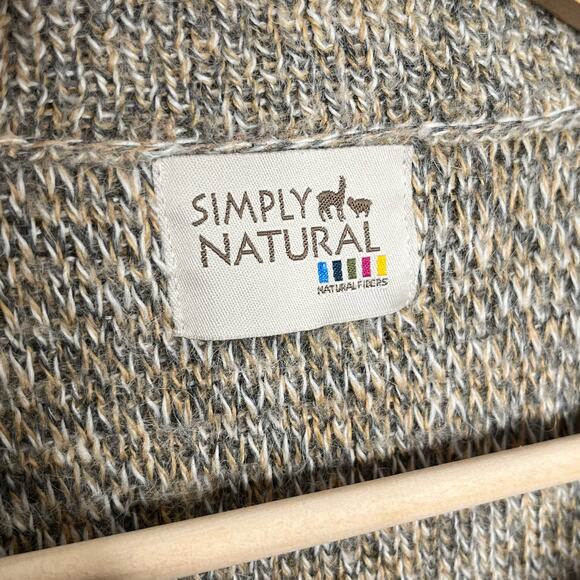 Simply Natural Womens Open Front Alpaca Cardigan Sweater Brown Pockets Neutral - Picture 6 of 11